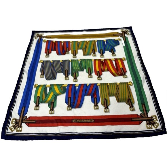 Hermès Men's Les Sangles Silk Scarf / Handkerchief Vintage Hermes Elegant Piece - Picture 1 of 10